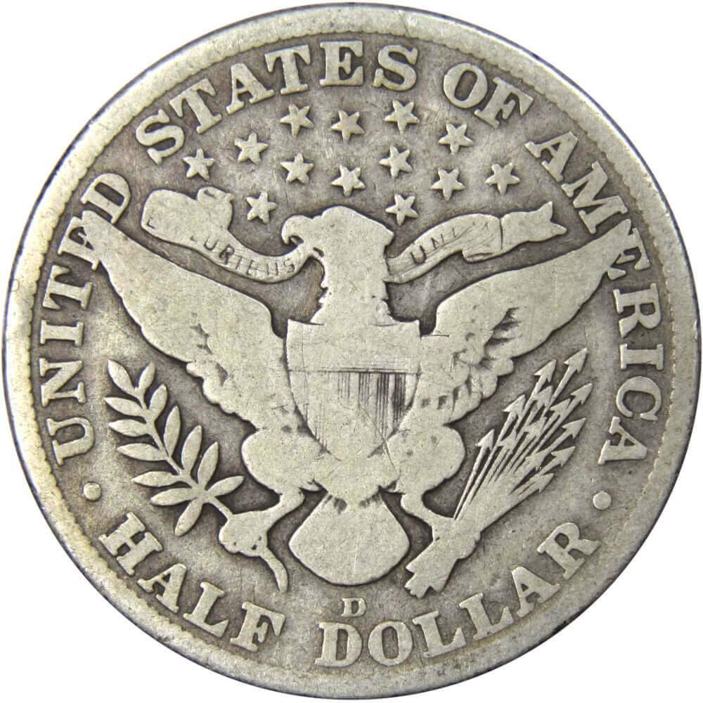 1912 D Barber Half Dollar VG Very Good 90% Silver 50c US Type Coin Collectible