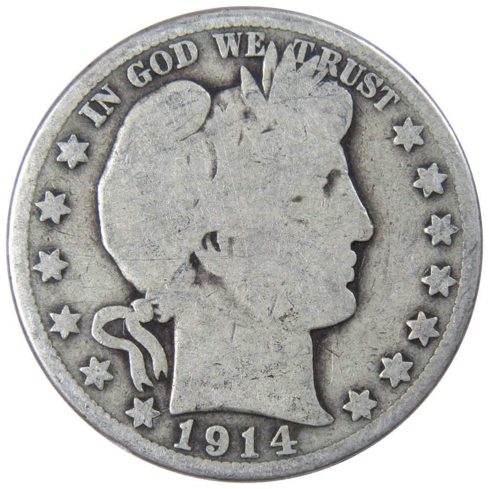 1914 S Barber Half Dollar AG About Good 90% Silver 50c US Type Coin Collectible