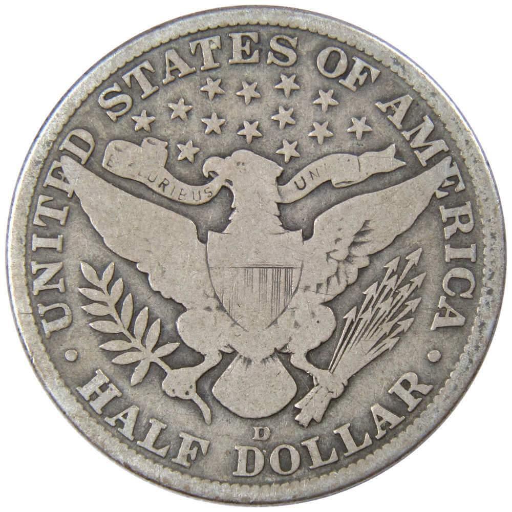 1915 D Barber Half Dollar G Good 90% Silver 50c US Type Coin Collectible