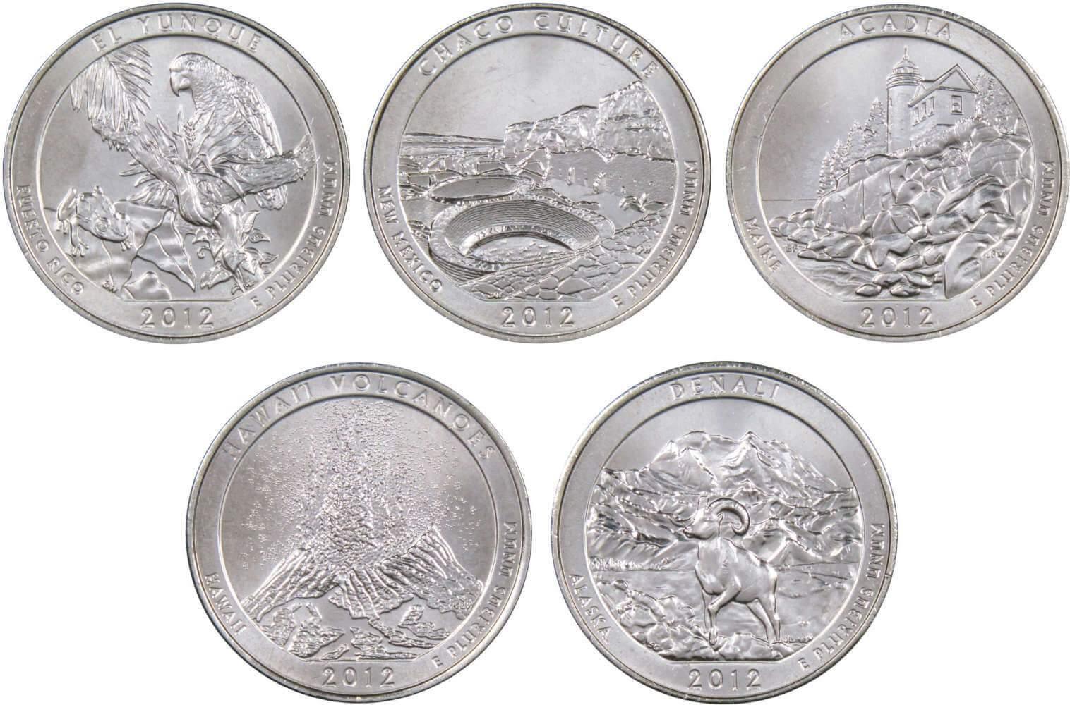 2012 D National Park Quarter 5 Coin Set Uncirculated Mint State 25c Collectible