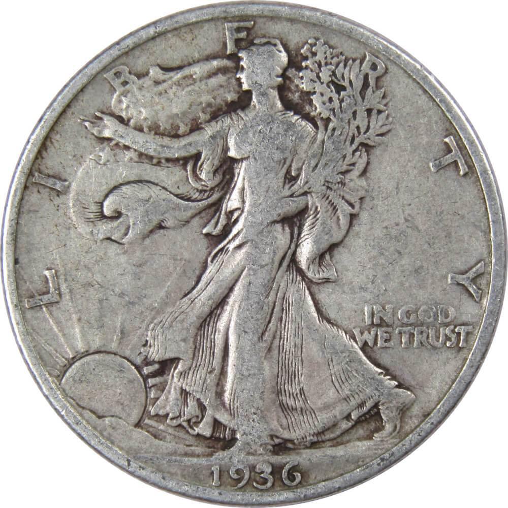 1936 Liberty Walking Half Dollar F Fine 90% Silver 50c US Coin Collectible