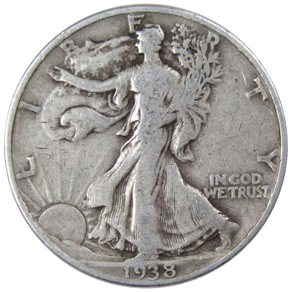 1938 Liberty Walking Half Dollar VG Very Good 90% Silver 50c US Coin Collectible