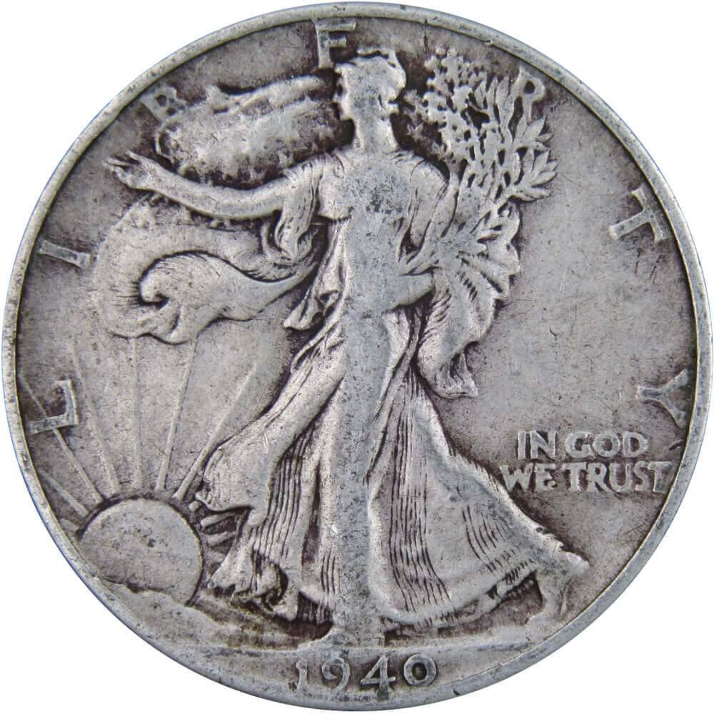1940 Liberty Walking Half Dollar F Fine 90% Silver 50c US Coin Collectible