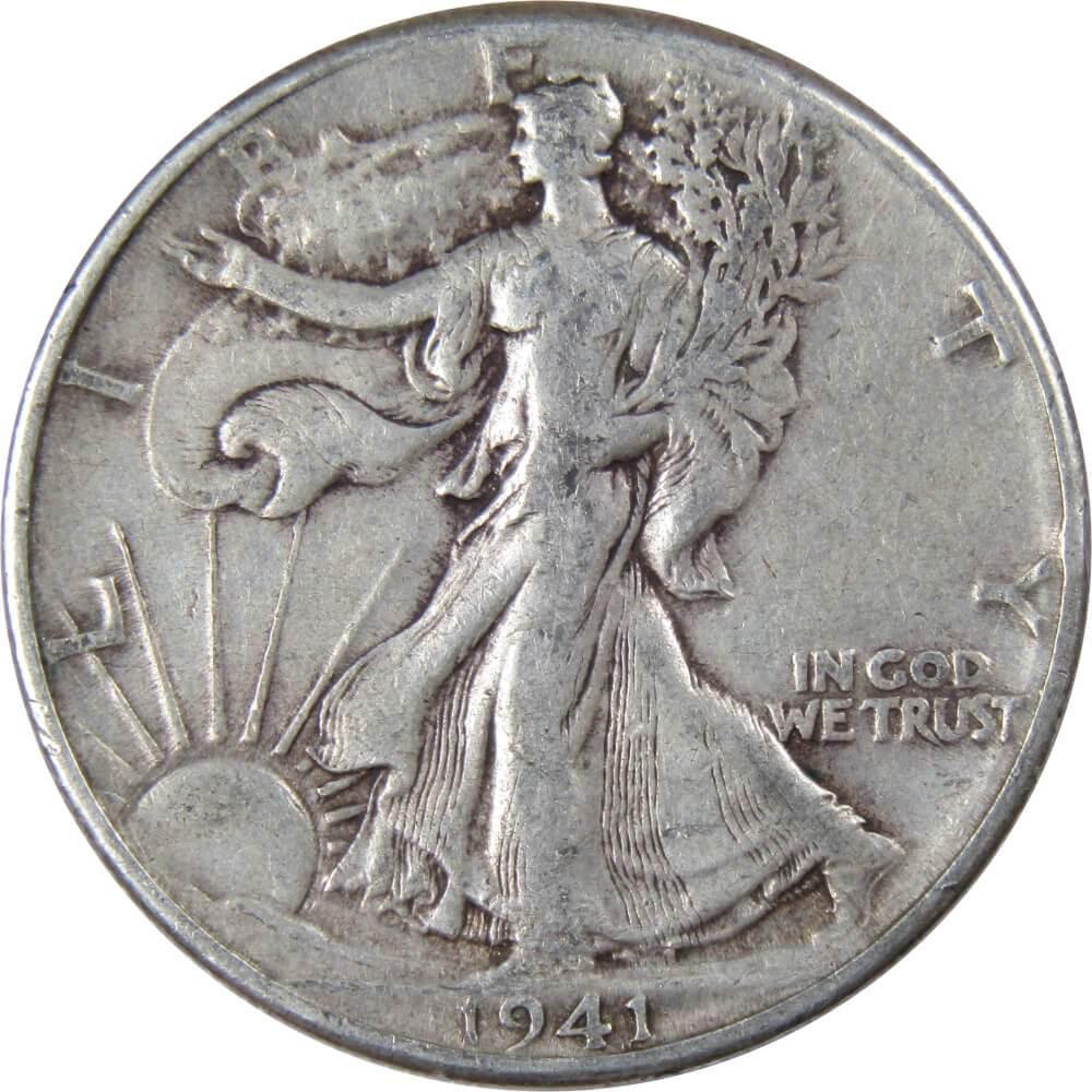 1941 Liberty Walking Half Dollar F Fine 90% Silver 50c US Coin Collectible