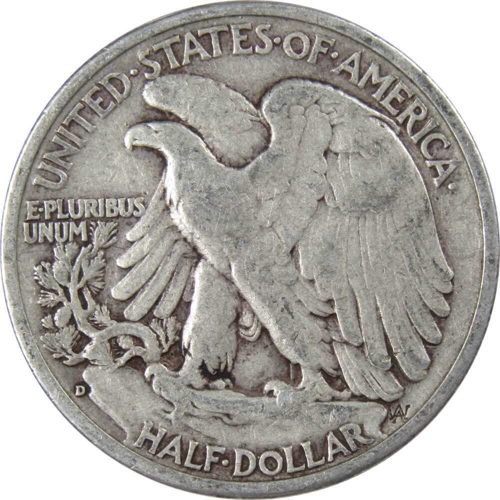 1942 D Liberty Walking Half Dollar F Fine 90% Silver 50c US Coin Collectible