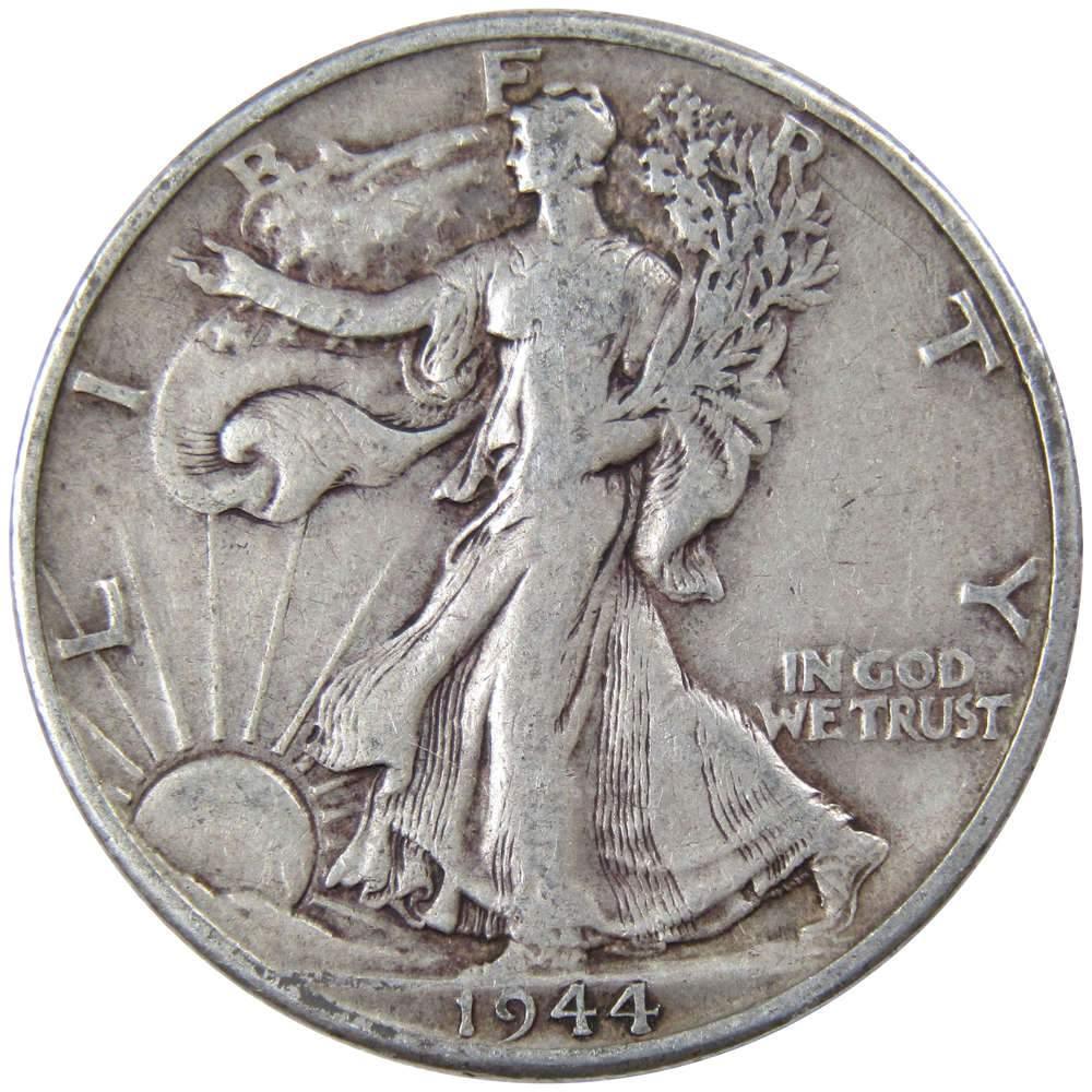 1944 D Liberty Walking Half Dollar F Fine 90 Silver 50c US Coin