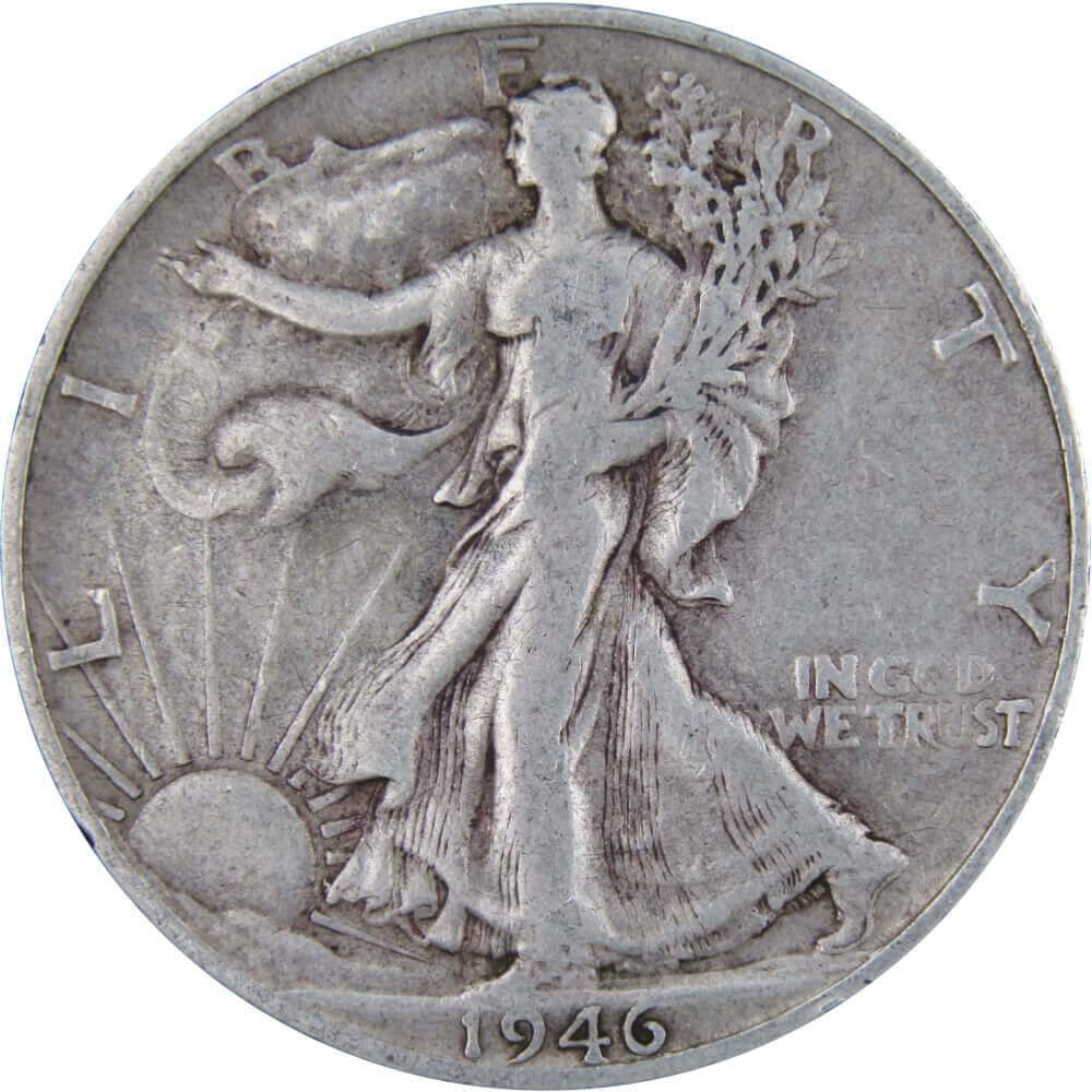 1946 S Liberty Walking Half Dollar F Fine 90% Silver 50c US Coin Collectible