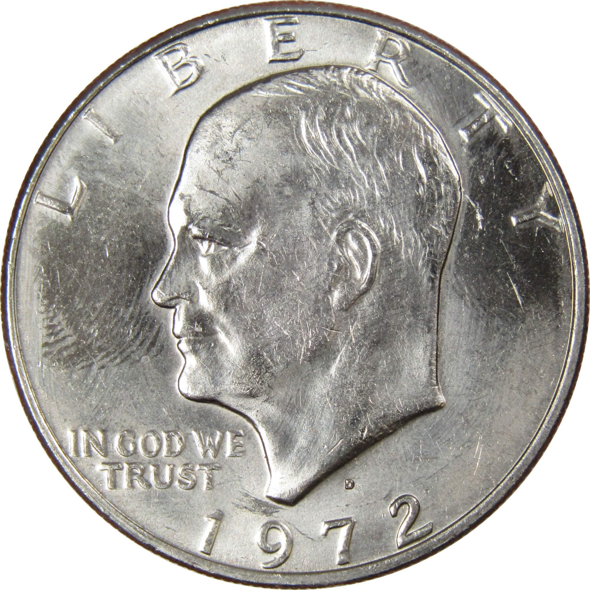 1972 D Eisenhower Dollar BU Uncirculated Mint State Clad IKE 1 US Coi