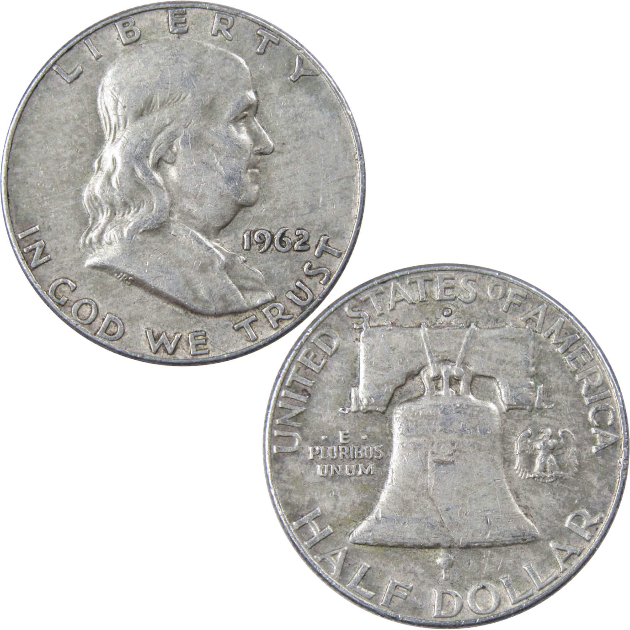 1962 D Franklin Half Dollar AU About Uncirculated 90% Silver 50c US Coin