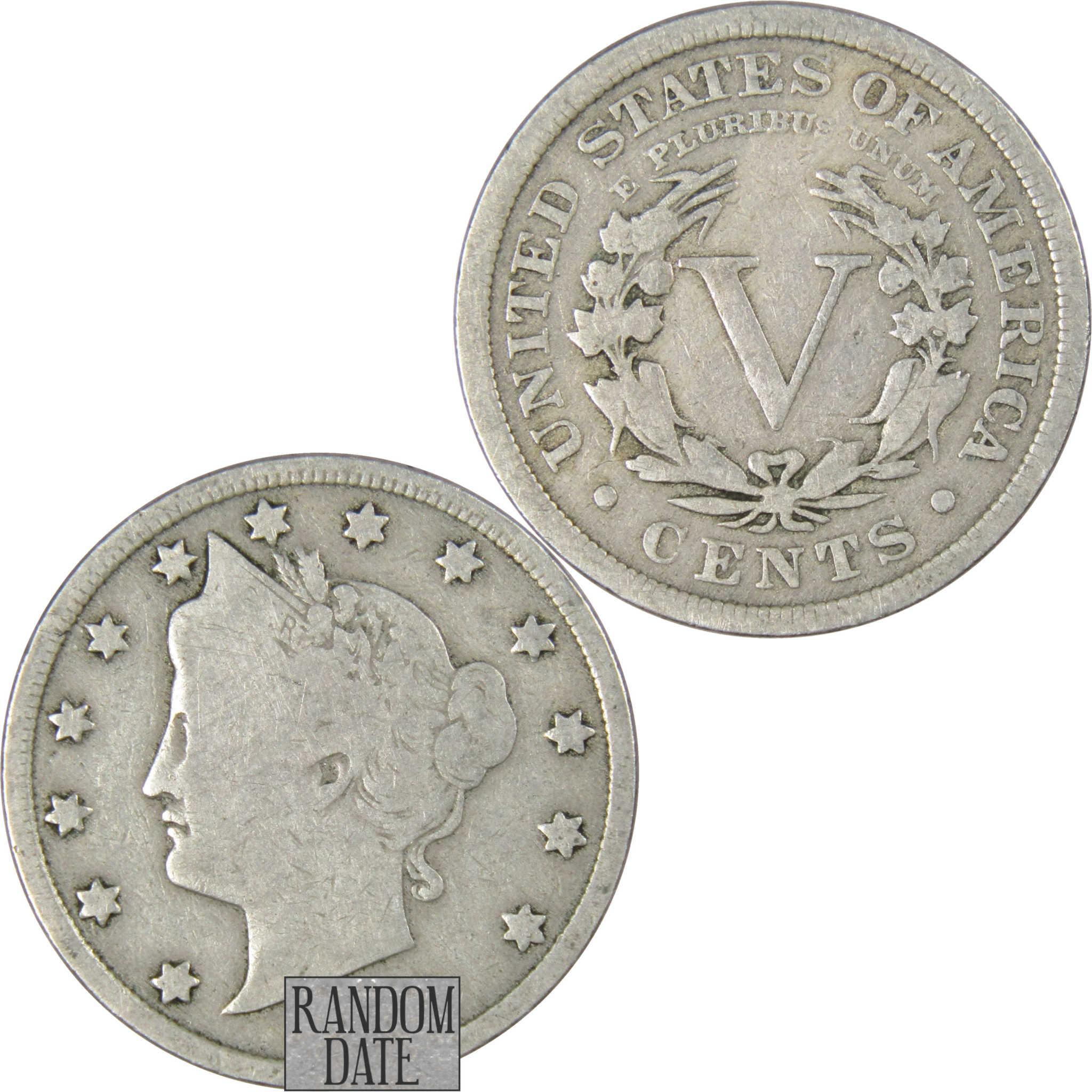Liberty Head V Nickel 5 Cent Piece VG Very Good Random Date 5c US Coin