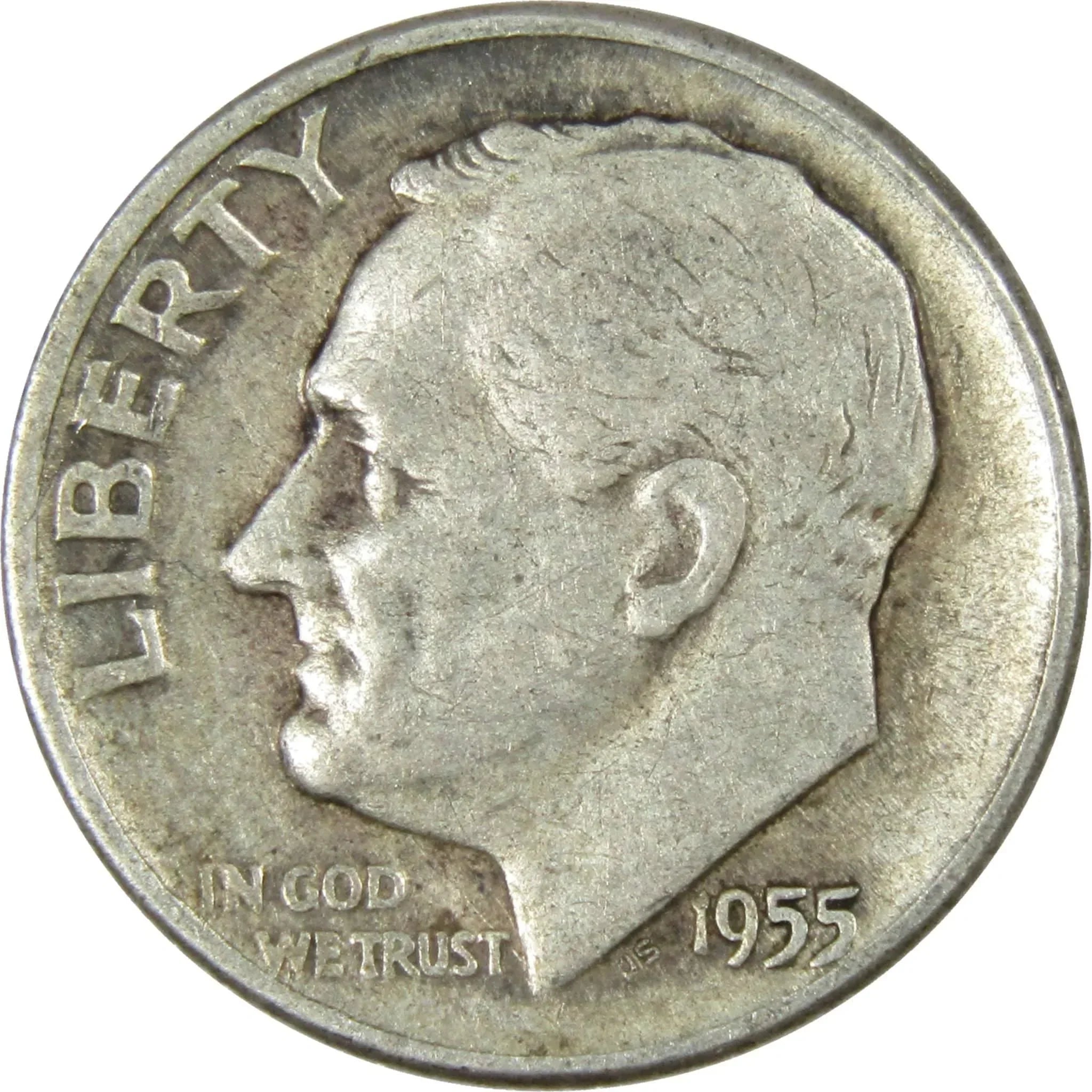 1955 Roosevelt Dime AG About Good 90% Silver 10c US Coin Collectible
