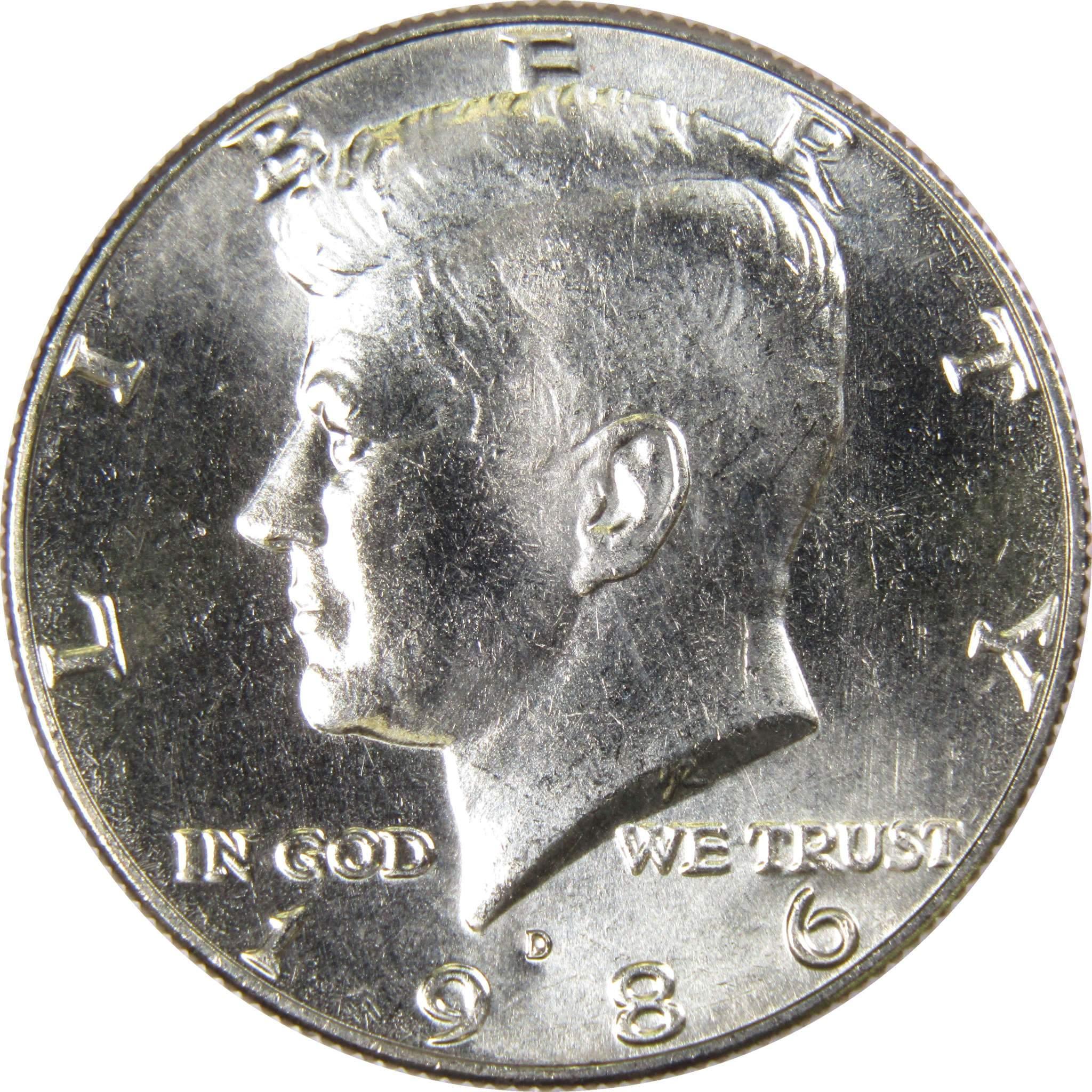 1986 D Kennedy Half Dollar BU Uncirculated Mint State 50c US Coin Collectible