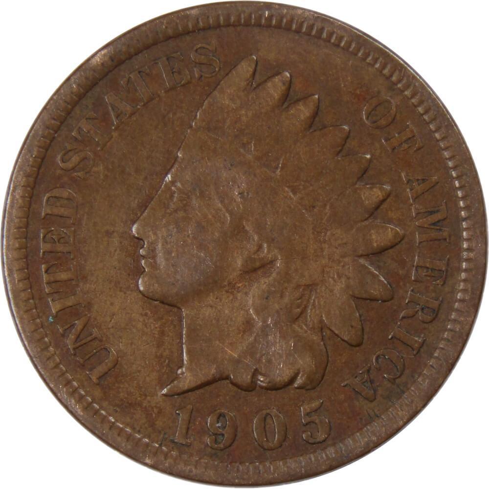 1905 Indian Head Cent AG About Good Bronze Penny 1c Coin Collectible