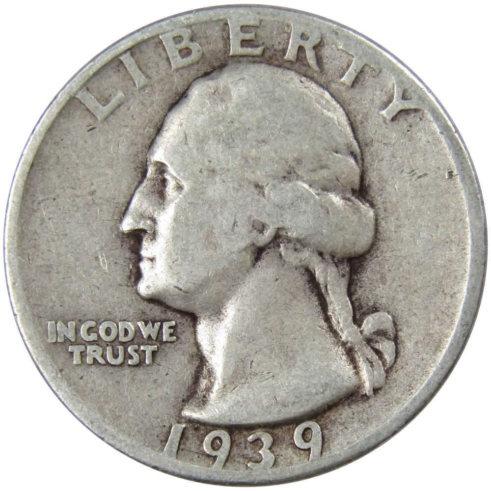 1939 Washington Quarter VG Very Good 90% Silver 25c US Coin Collectible