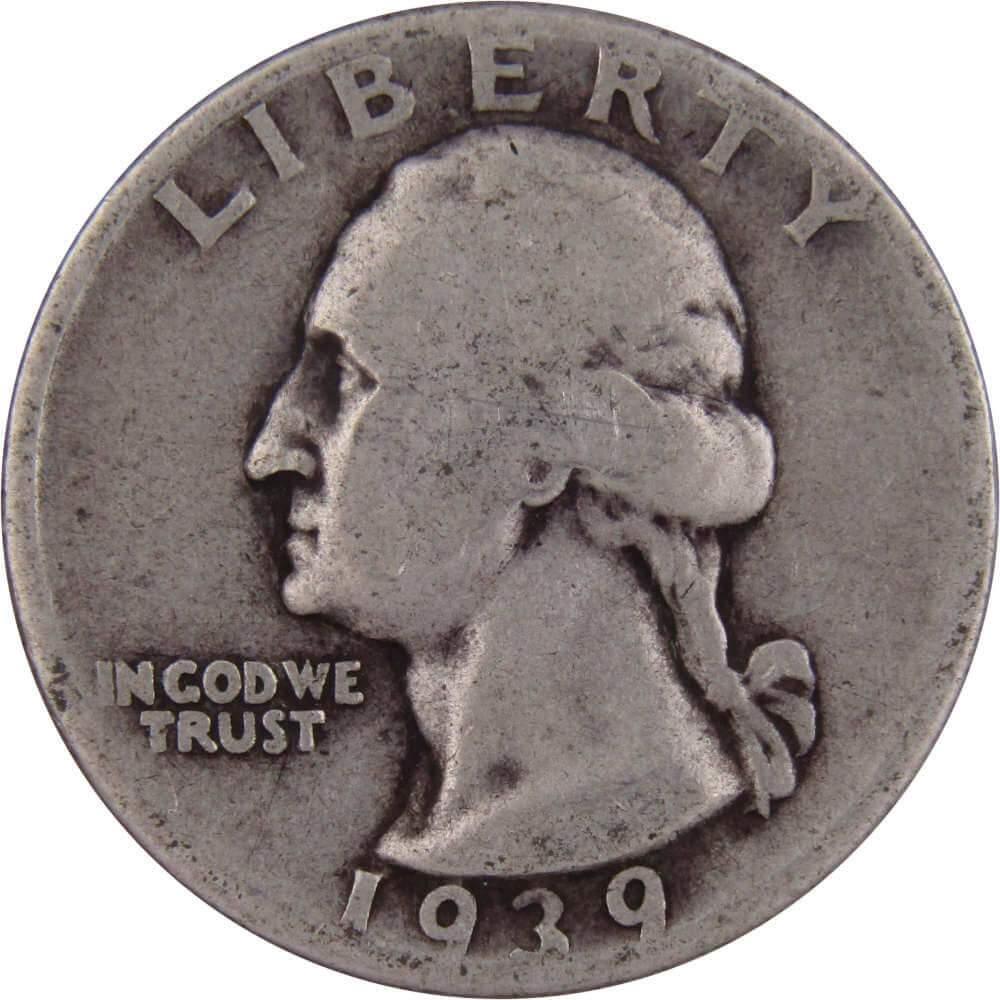 1939 D Washington Quarter AG About Good 90% Silver 25c US Coin Collectible