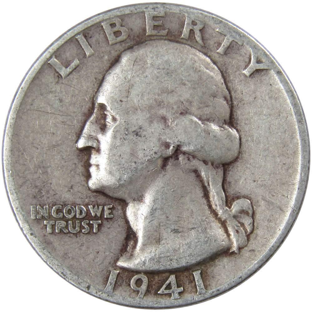 1941 Washington Quarter VF Very Fine 90% Silver 25c US Coin Collectible