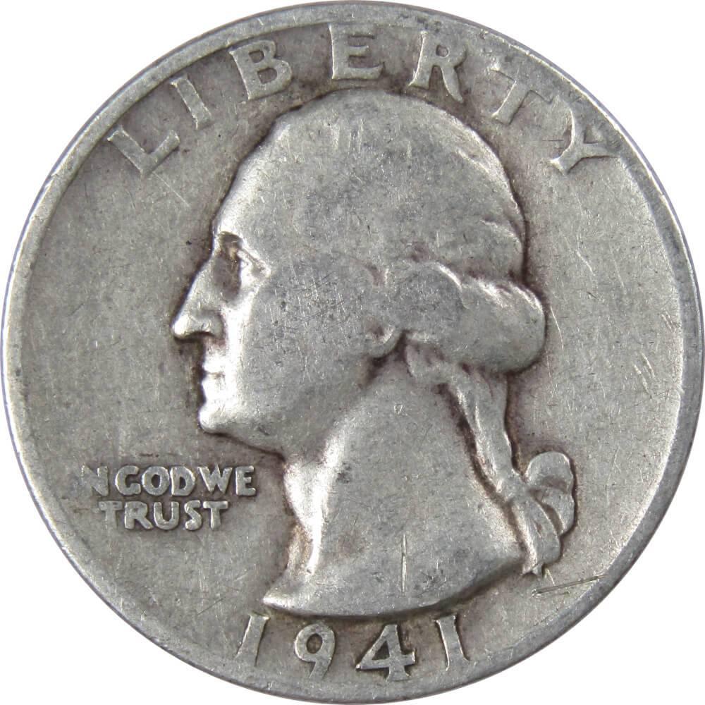 1941 S Washington Quarter F Fine 90% Silver 25c US Coin Collectible
