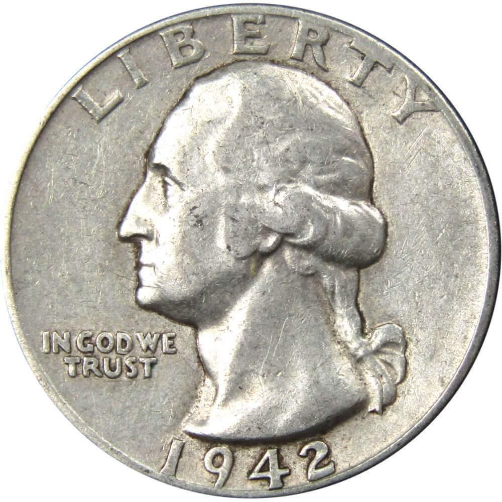 1942 Washington Quarter XF EF Extremely Fine 90% Silver 25c US Coin Collectible