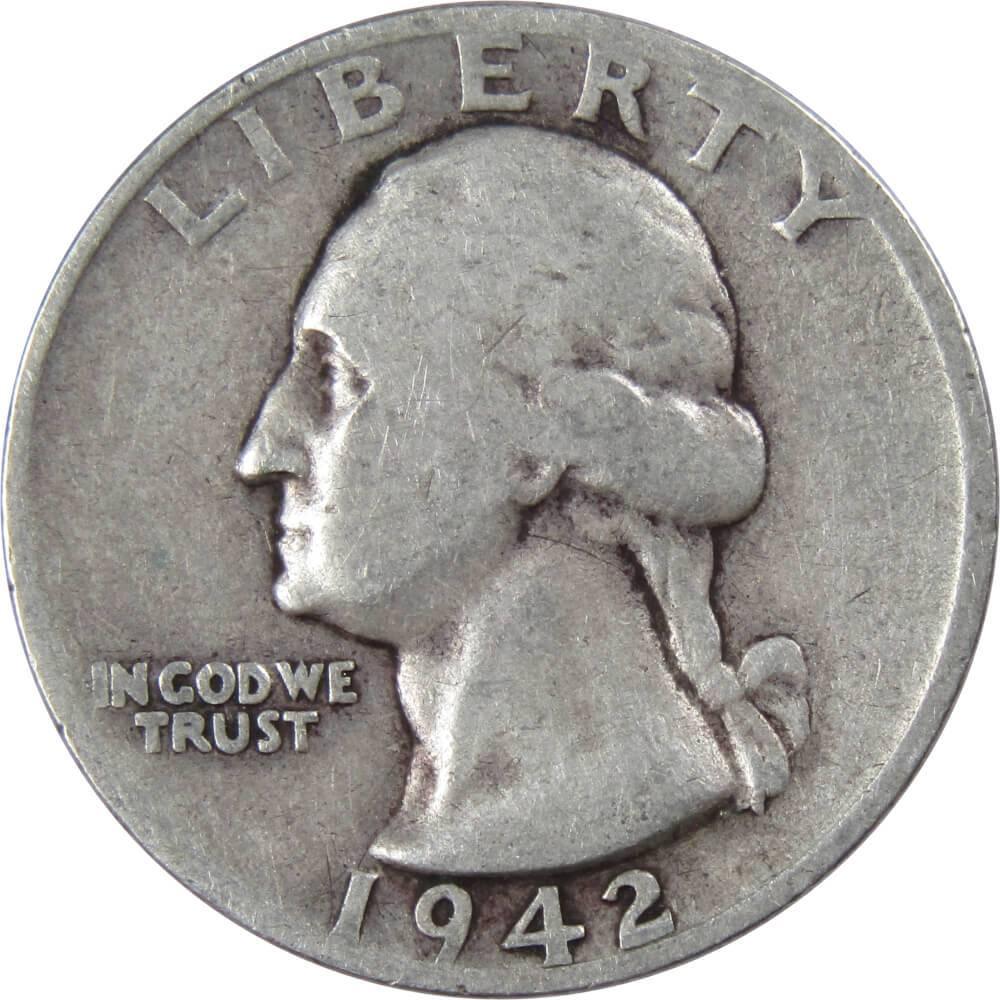 1942 S Washington Quarter VG Very Good 90% Silver 25c US Coin Collectible