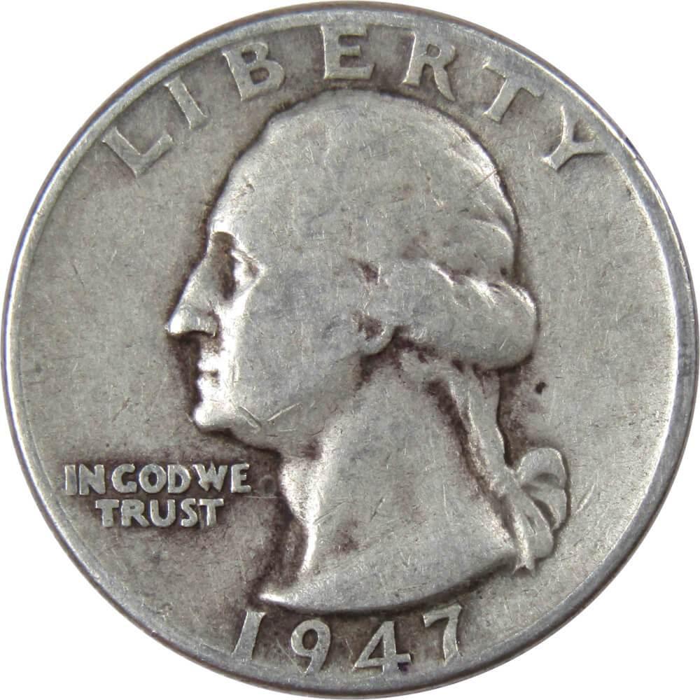 1947 Washington Quarter VG Very Good 90% Silver 25c US Coin Collectible