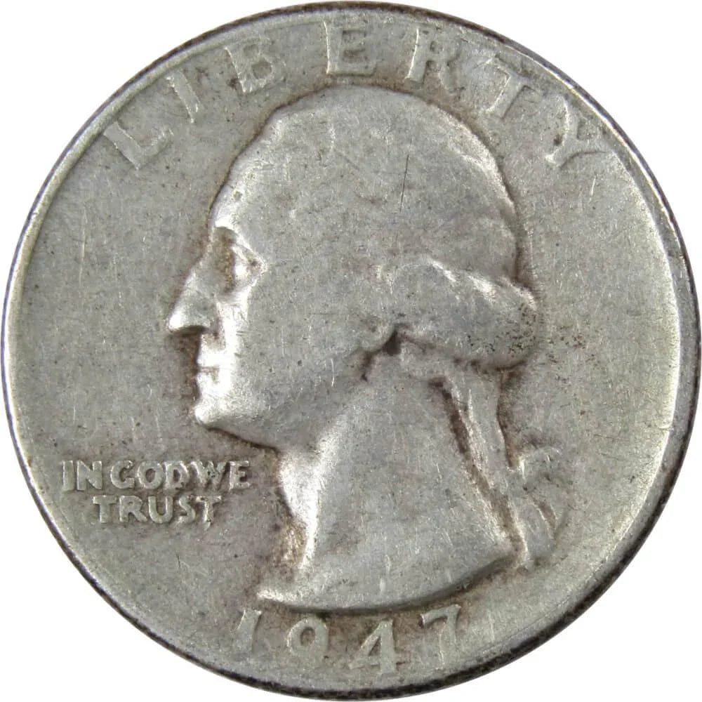 1947 D Washington Quarter F Fine 90% Silver 25c US Coin Collectible
