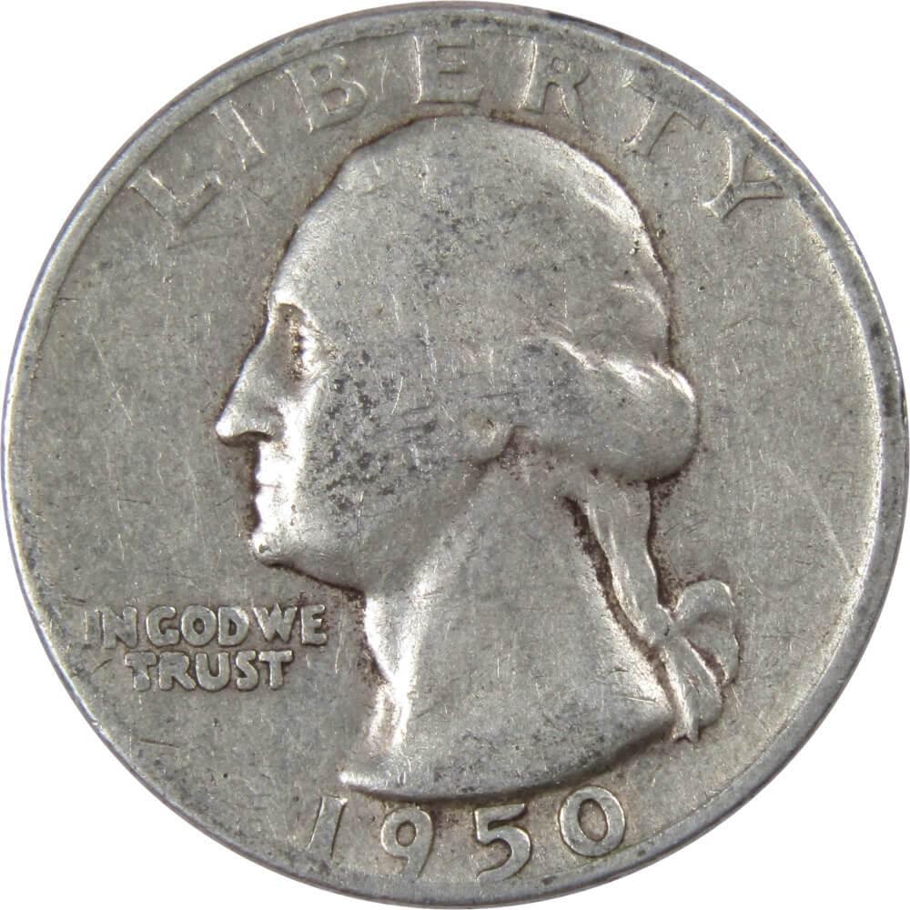 1950 Washington Quarter G Good 90 Silver 25c US Coin Collectible