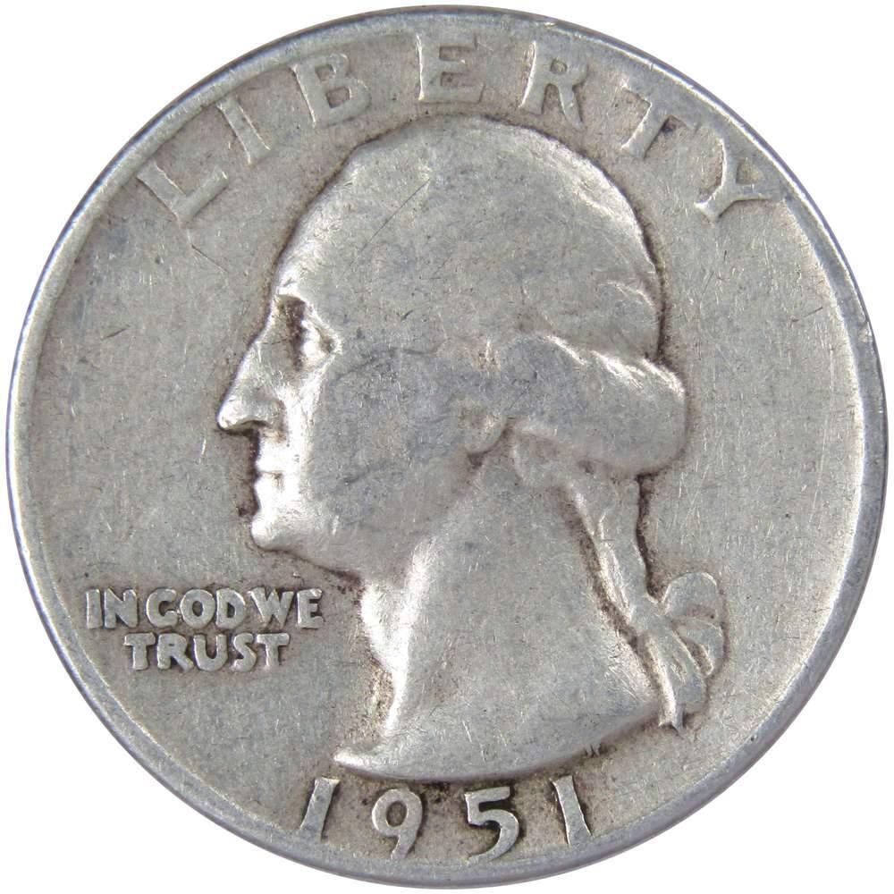 1951 Washington Quarter AG About Good 90% Silver 25c US Coin Collectible