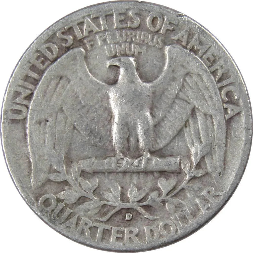 1952 D Washington Quarter F Fine 90% Silver 25c US Coin Collectible