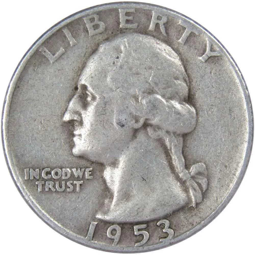 1953 D Washington Quarter F Fine 90% Silver 25c US Coin Collectible
