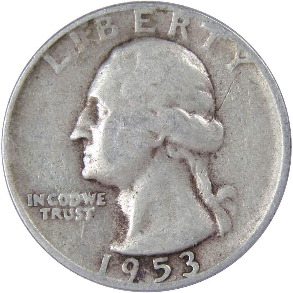 1953 S Washington Quarter AG About Good 90% Silver 25c US Coin Collectible