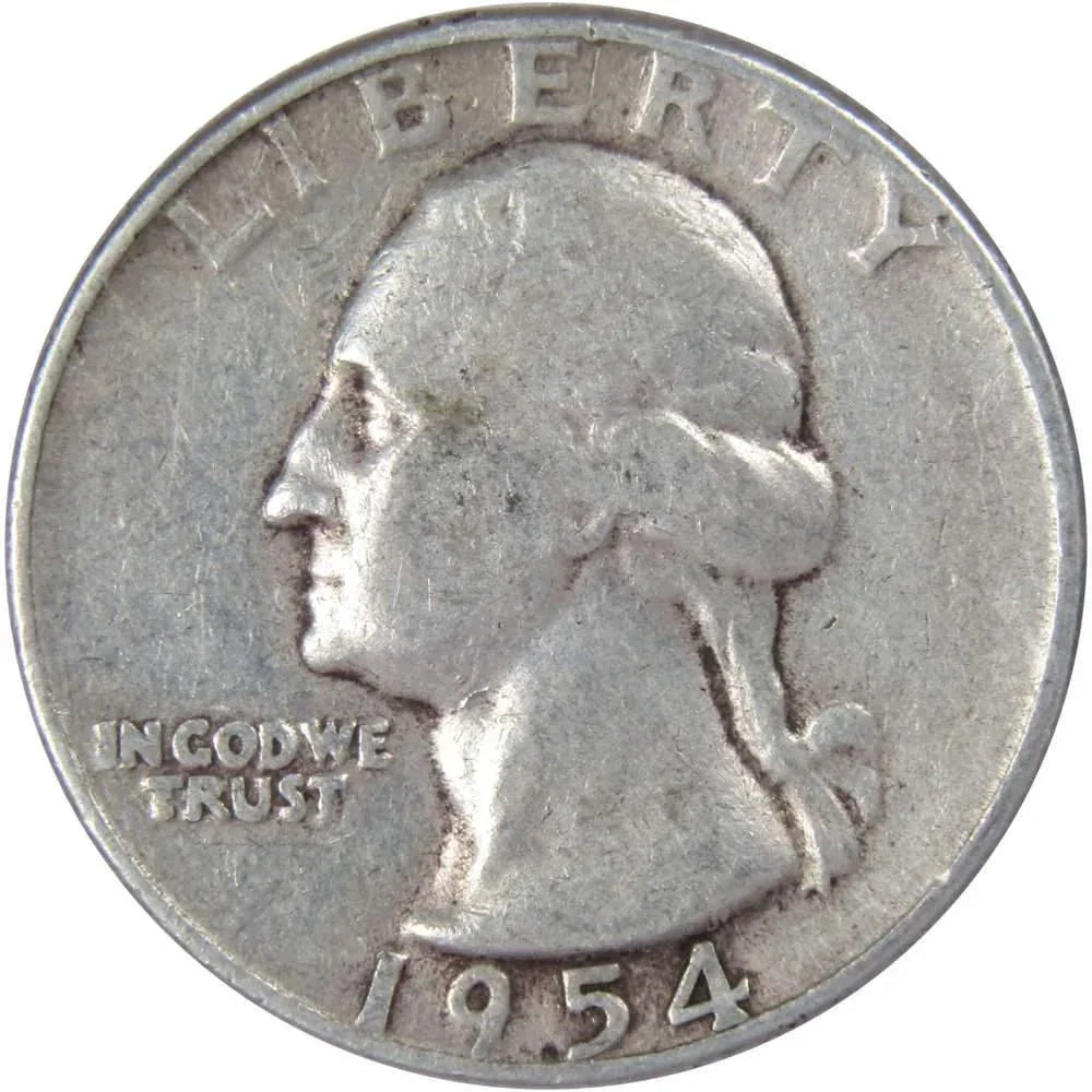 1954 Washington Quarter Circulated Silver 25c Coin Collectible