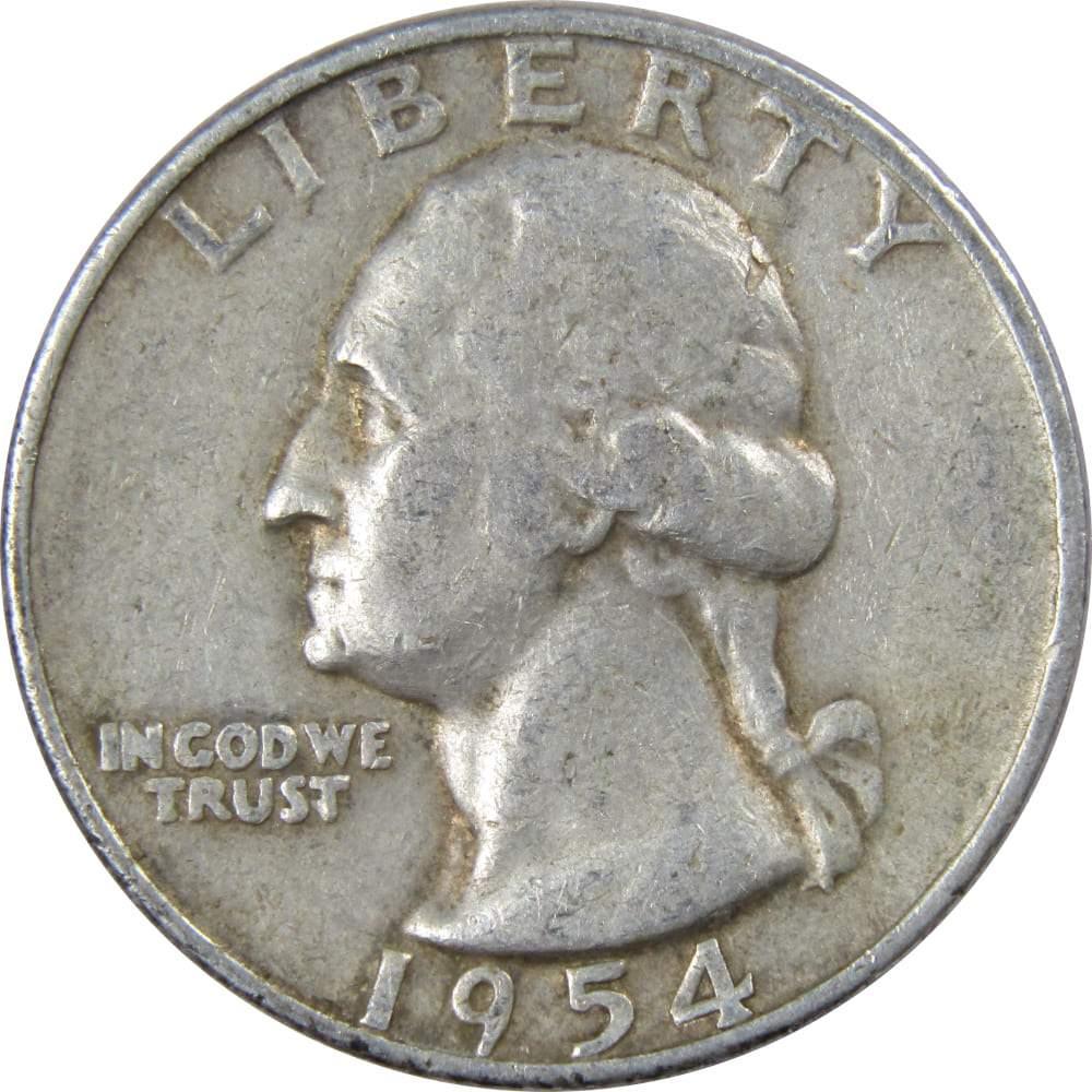 1954 D Washington Quarter F Fine 90% Silver 25c US Coin Collectible