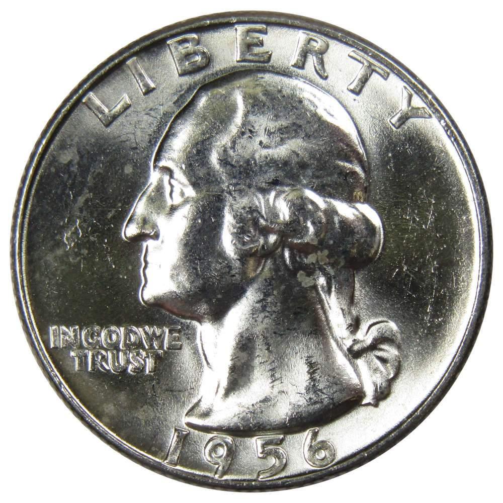 1956 D Washington Quarter BU Uncirculated Mint State 90% Silver 25c US Coin