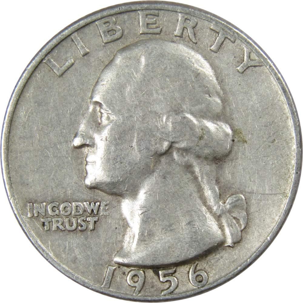 1956 D Washington Quarter AG About Good 90% Silver 25c US Coin Collectible