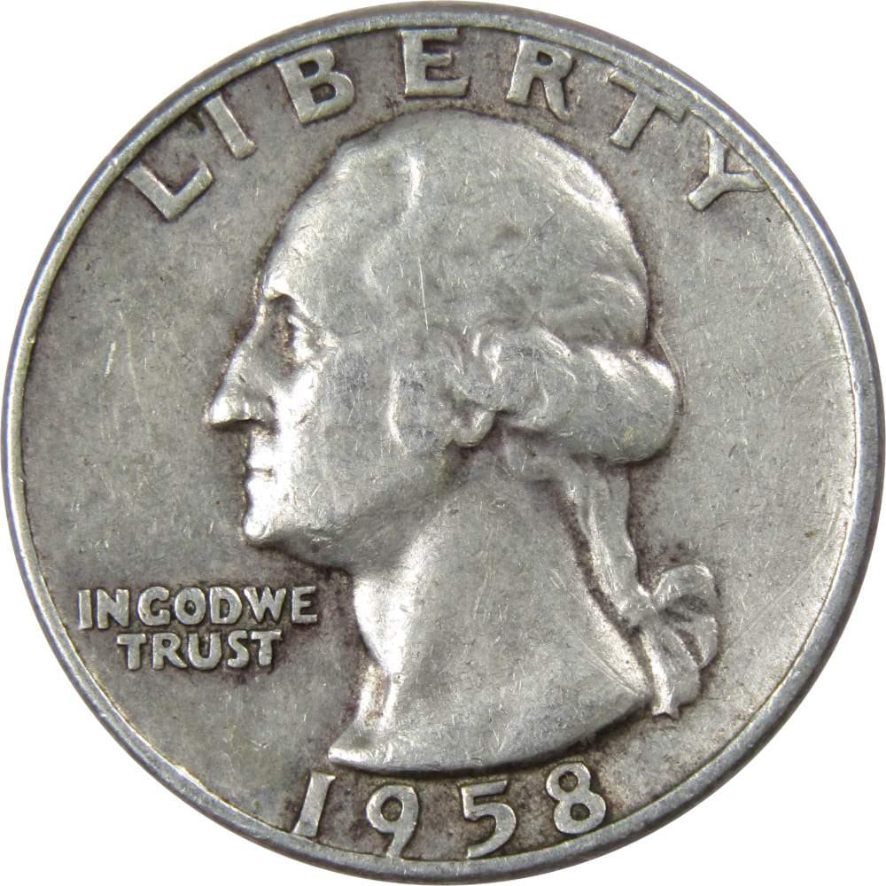 1958 D Washington Quarter AG About Good 90% Silver 25c US Coin Collectible