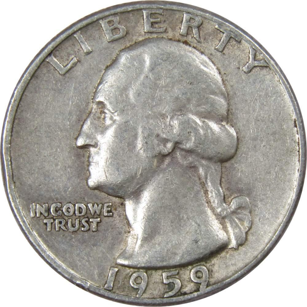 1959 Washington Quarter AG About Good 90% Silver 25c US Coin Collectible