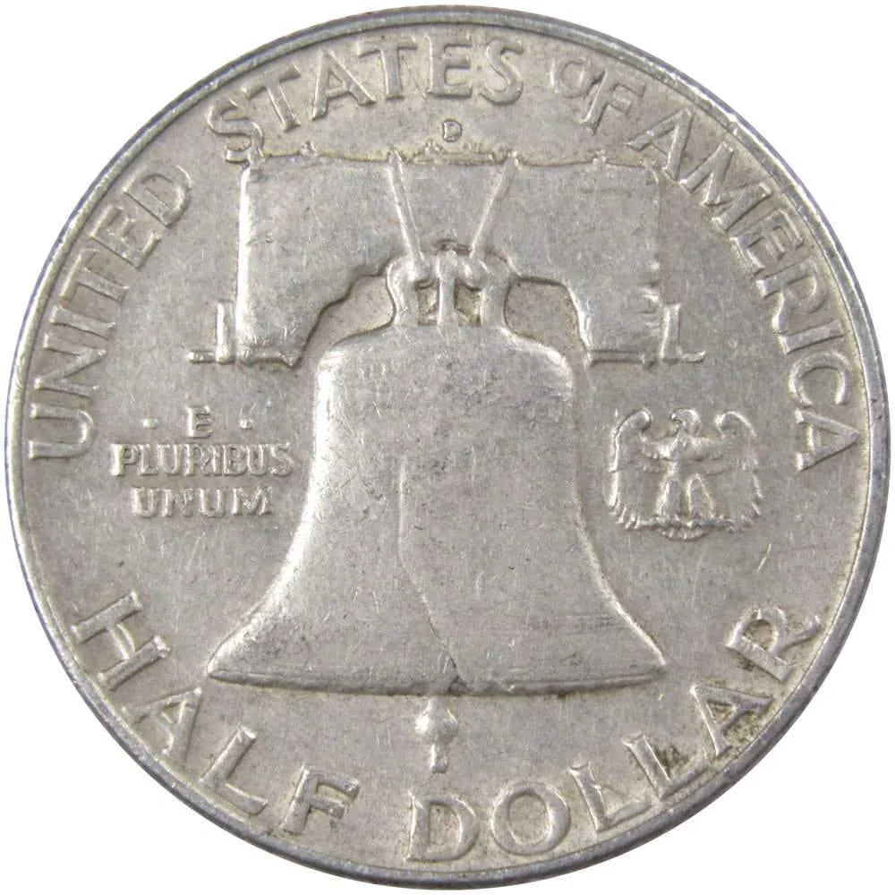 1954 D Franklin Half Dollar XF EF Extremely Fine 90% Silver 50c US Coin