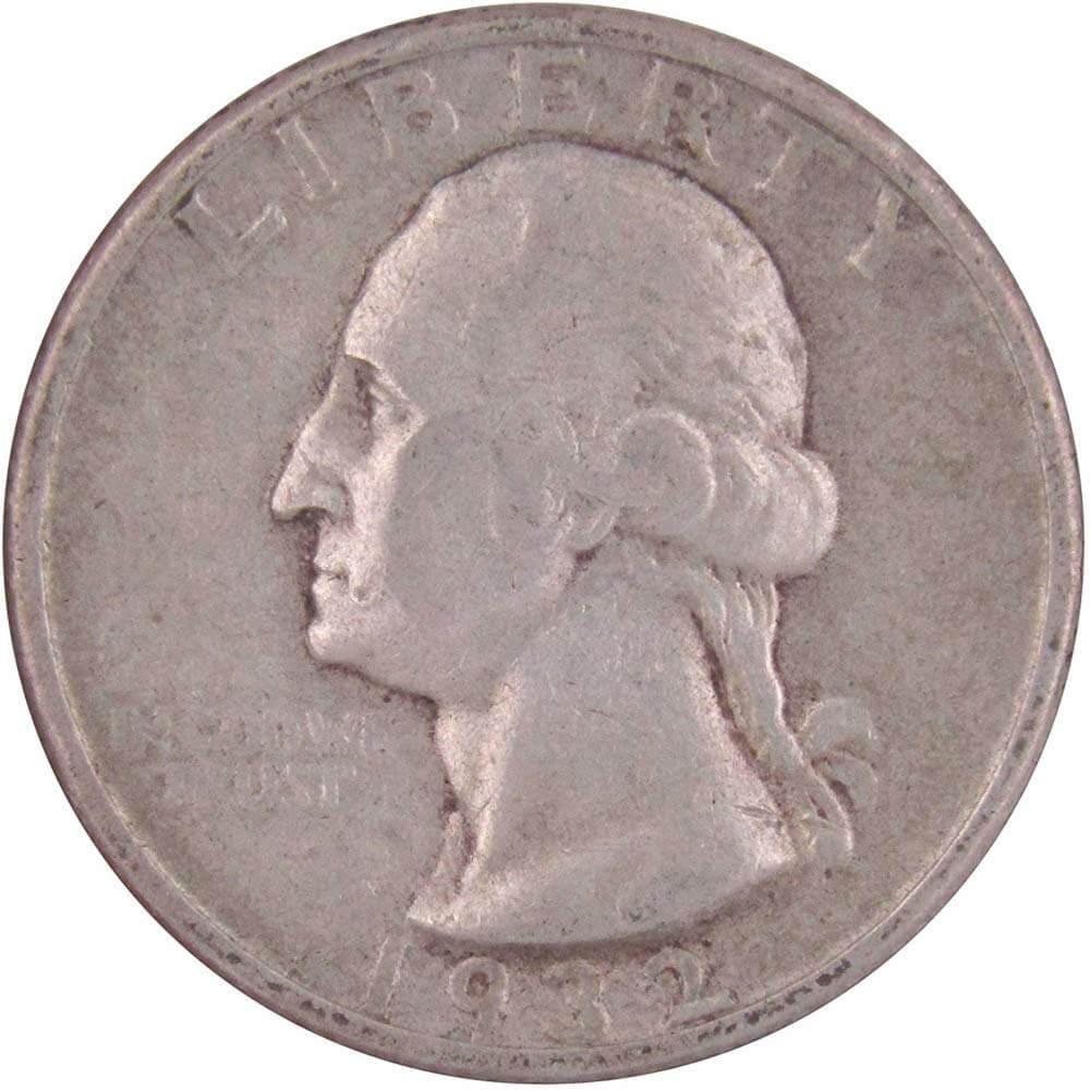1932 Washington Quarter F Fine 90% Silver 25c US Coin Collectible