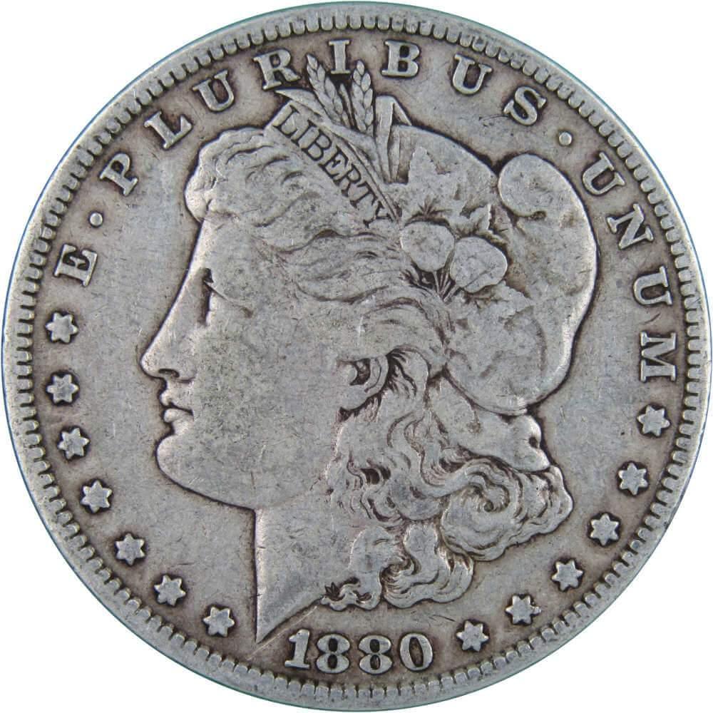 1880 Morgan Dollar F Fine 90% Silver $1 US Coin Collectible - Morgan coin - Morgan silver dollar - Morgan silver dollar for sale - Profile Coins & Collectibles