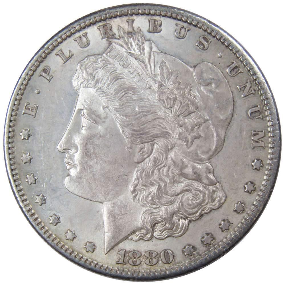 1880 S Morgan Dollar AU About Uncirculated 90% Silver $1 US Coin Collectible - Morgan coin - Morgan silver dollar - Morgan silver dollar for sale - Profile Coins & Collectibles