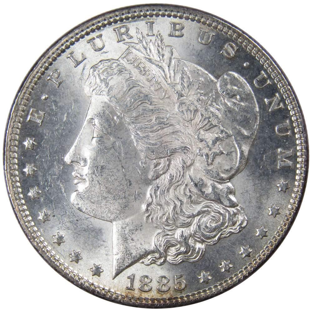 1885 Morgan Dollar Choice About Uncirculated 90% Silver $1 US Coin Collectible - Morgan coin - Morgan silver dollar - Morgan silver dollar for sale - Profile Coins & Collectibles