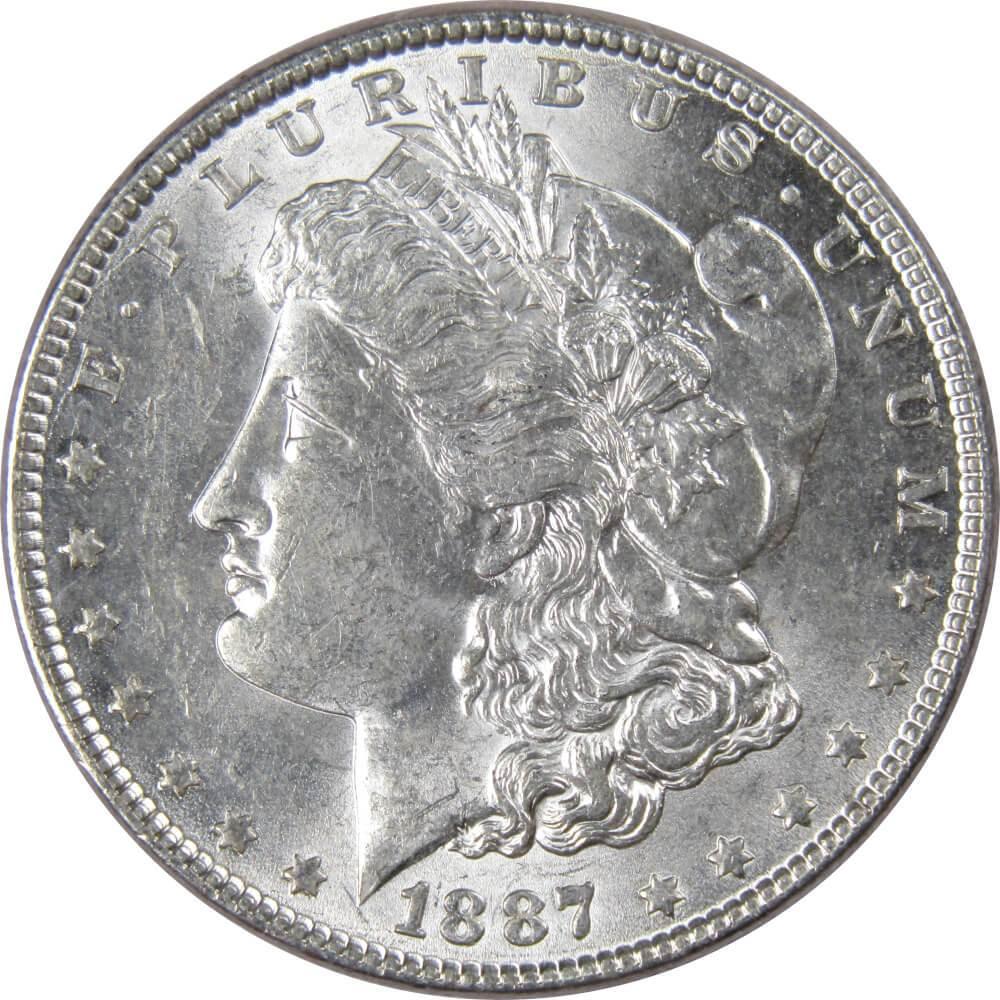 1887 Morgan Dollar AU About Uncirculated 90% Silver $1 US Coin Collectible - Morgan coin - Morgan silver dollar - Morgan silver dollar for sale - Profile Coins & Collectibles