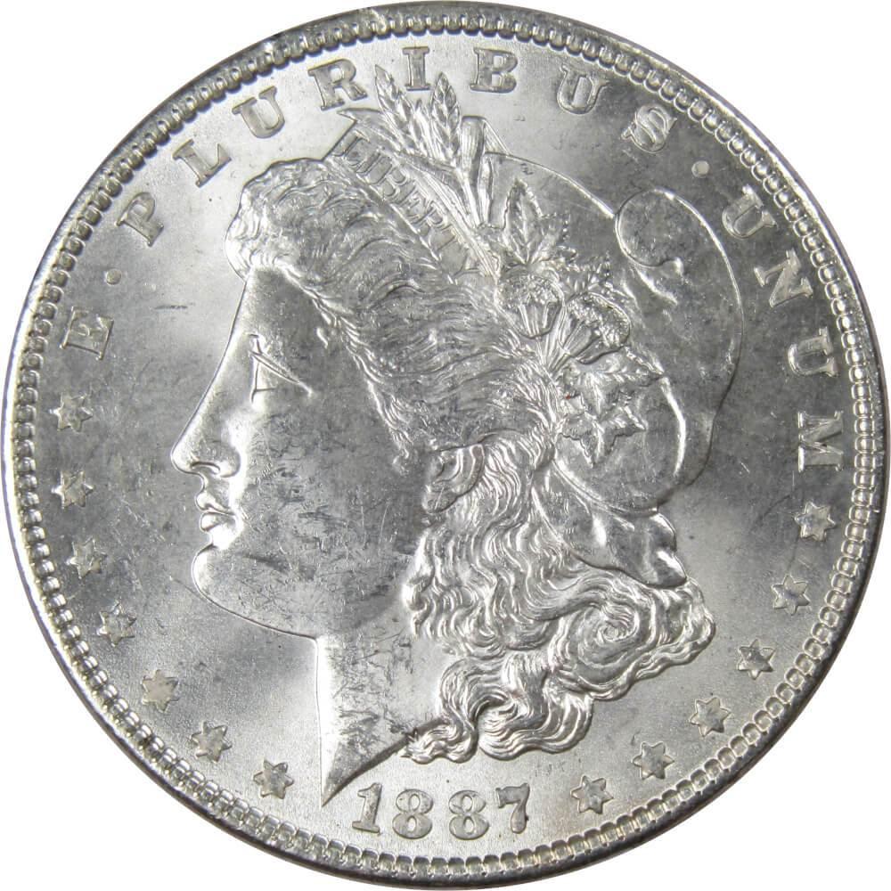1887 Morgan Dollar BU Uncirculated Mint State 90% Silver $1 US Coin Collectible - Morgan coin - Morgan silver dollar - Morgan silver dollar for sale - Profile Coins & Collectibles