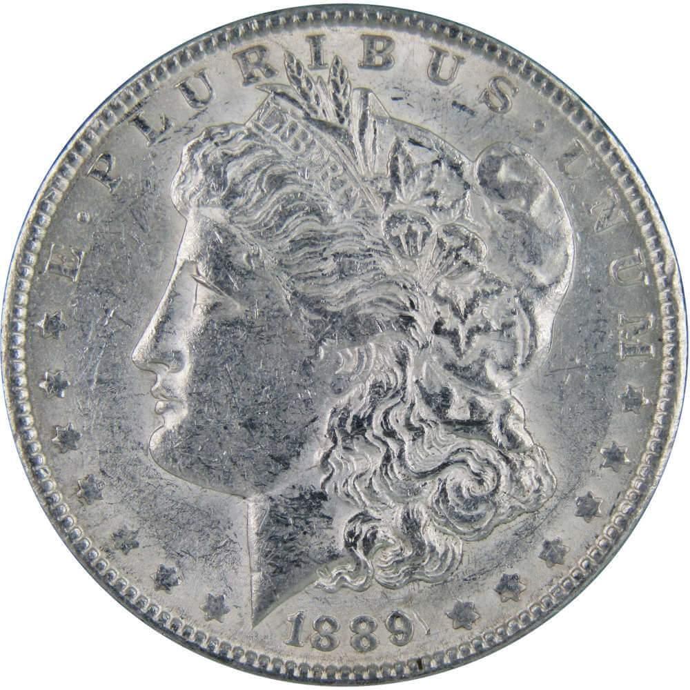 1889 Morgan Dollar AU About Uncirculated 90% Silver $1 US Coin Collectible - Morgan coin - Morgan silver dollar - Morgan silver dollar for sale - Profile Coins & Collectibles