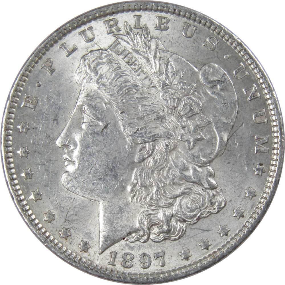 1897 Morgan Dollar AU About Uncirculated 90% Silver $1 US Coin Collectible - Morgan coin - Morgan silver dollar - Morgan silver dollar for sale - Profile Coins & Collectibles