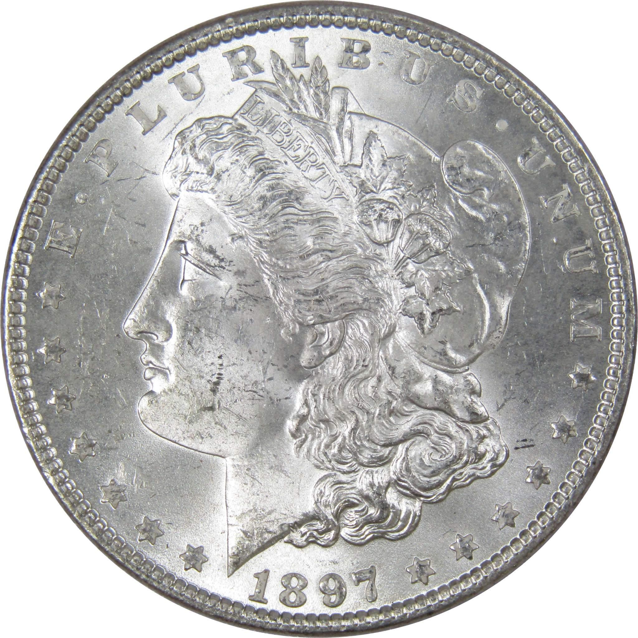 1897 Morgan Dollar BU Uncirculated Mint State 90% Silver $1 US Coin Collectible - Morgan coin - Morgan silver dollar - Morgan silver dollar for sale - Profile Coins & Collectibles