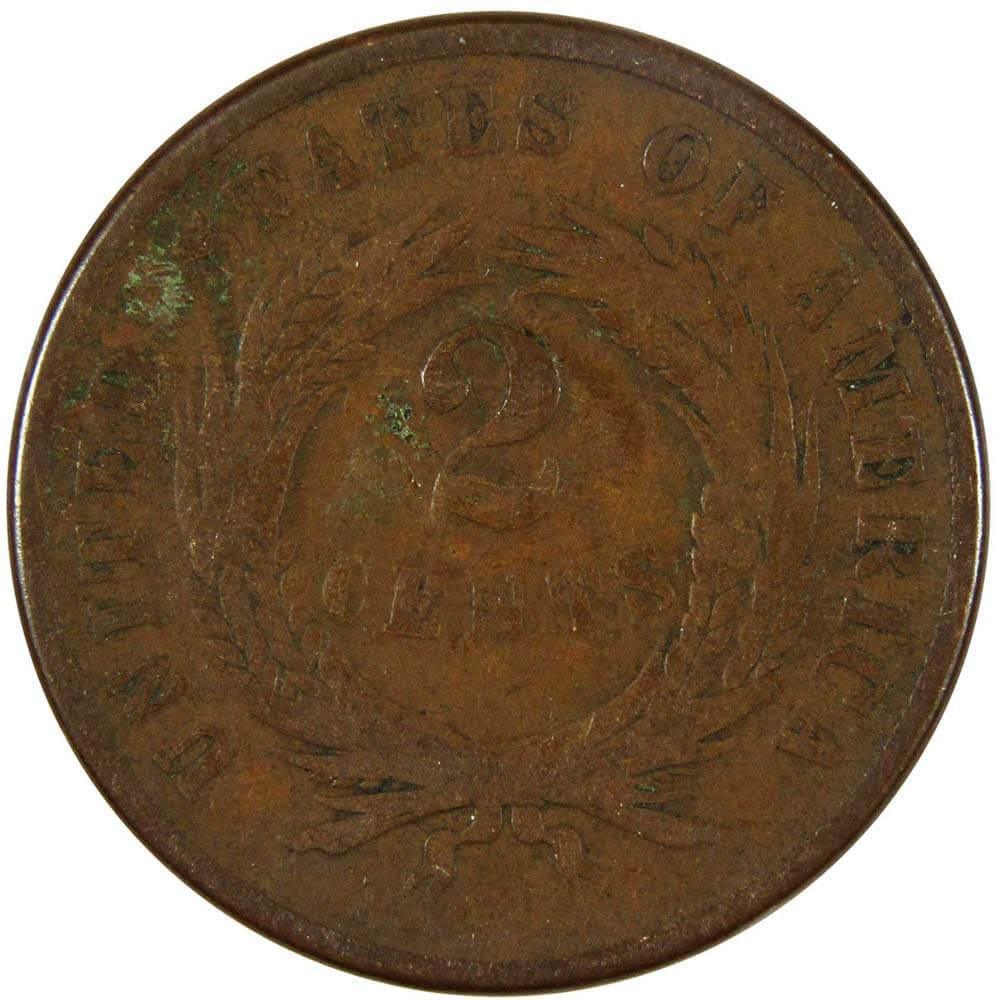 1866 Two Cent Piece AG About Good Bronze 2c US Type Coin Collectible