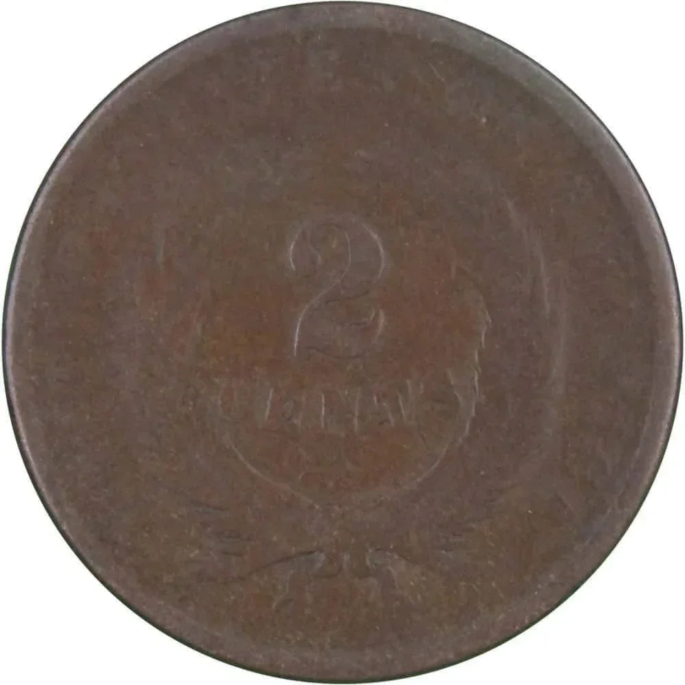 1867 Two Cent Piece AG About Good Bronze 2c US Type Coin Collectible