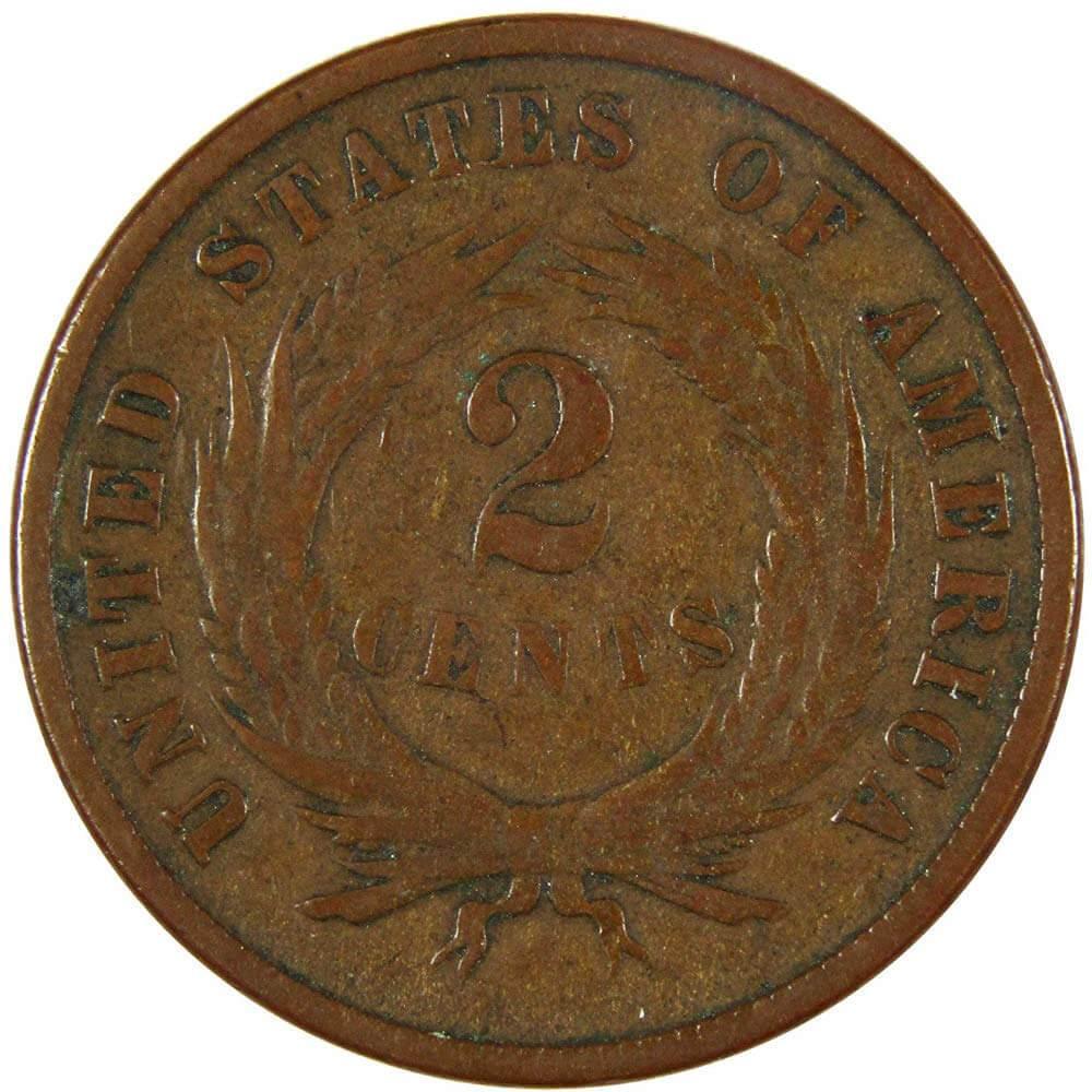 1871 Two Cent Piece VG Very Good Bronze 2c US Type Coin Collectible