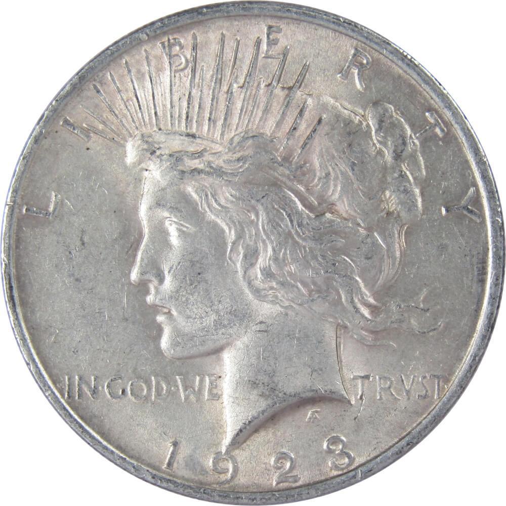 1923 Peace Dollar AU About Uncirculated 90% Silver $1 US Coin Collectible
